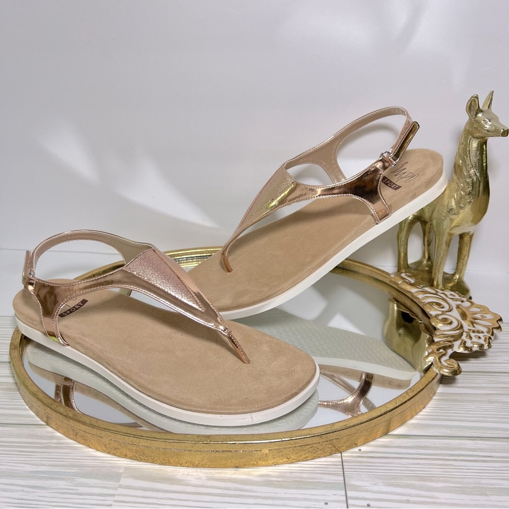 Impo Sport Women Toe thong sandals soft insole Size 9, 8.5 Rose Gold